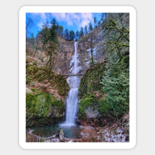 Multnomah Falls in Winter Sticker